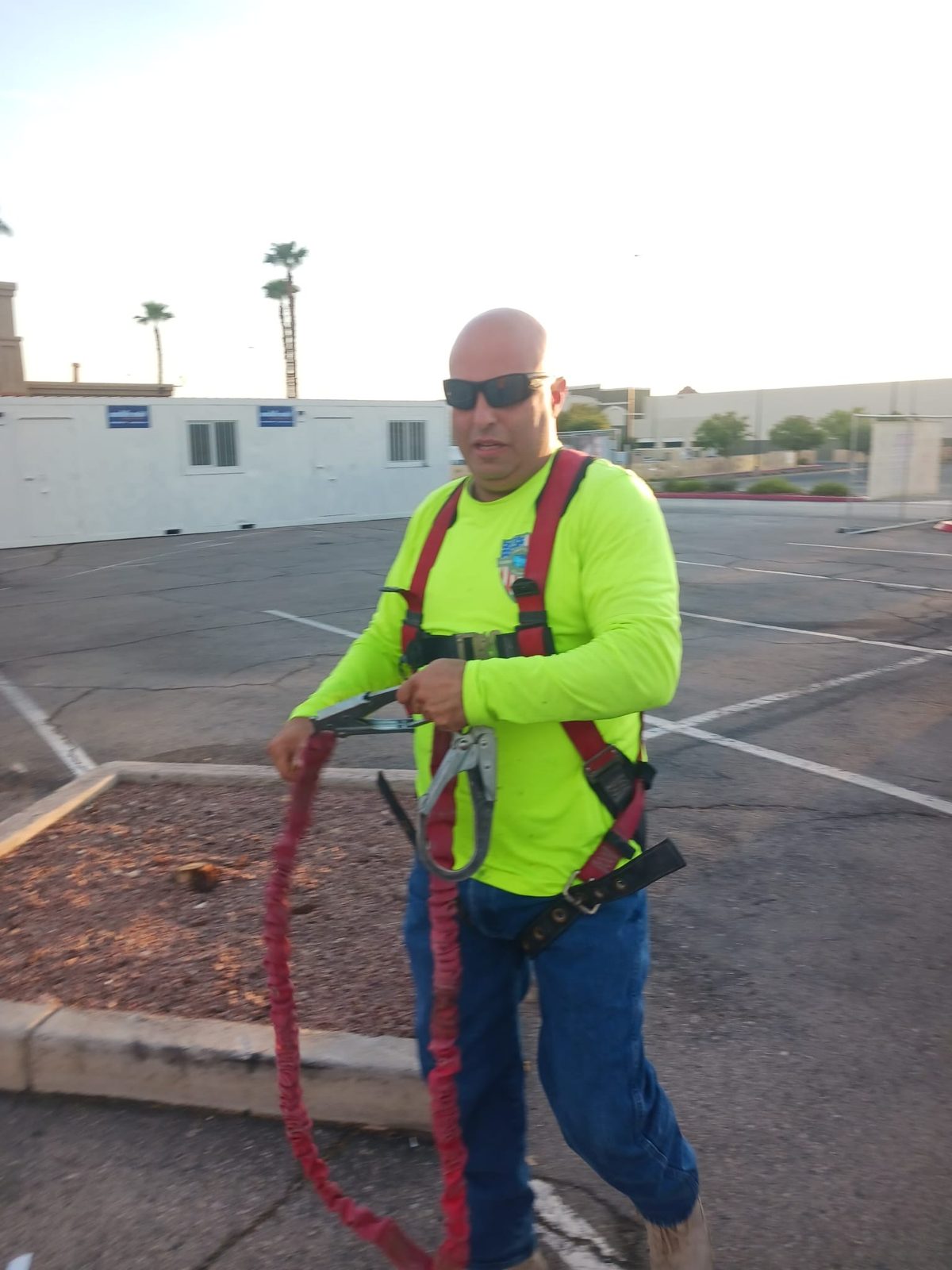 Crew member on a commercial job site